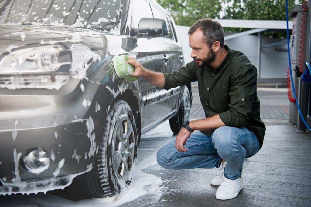 Man washing car